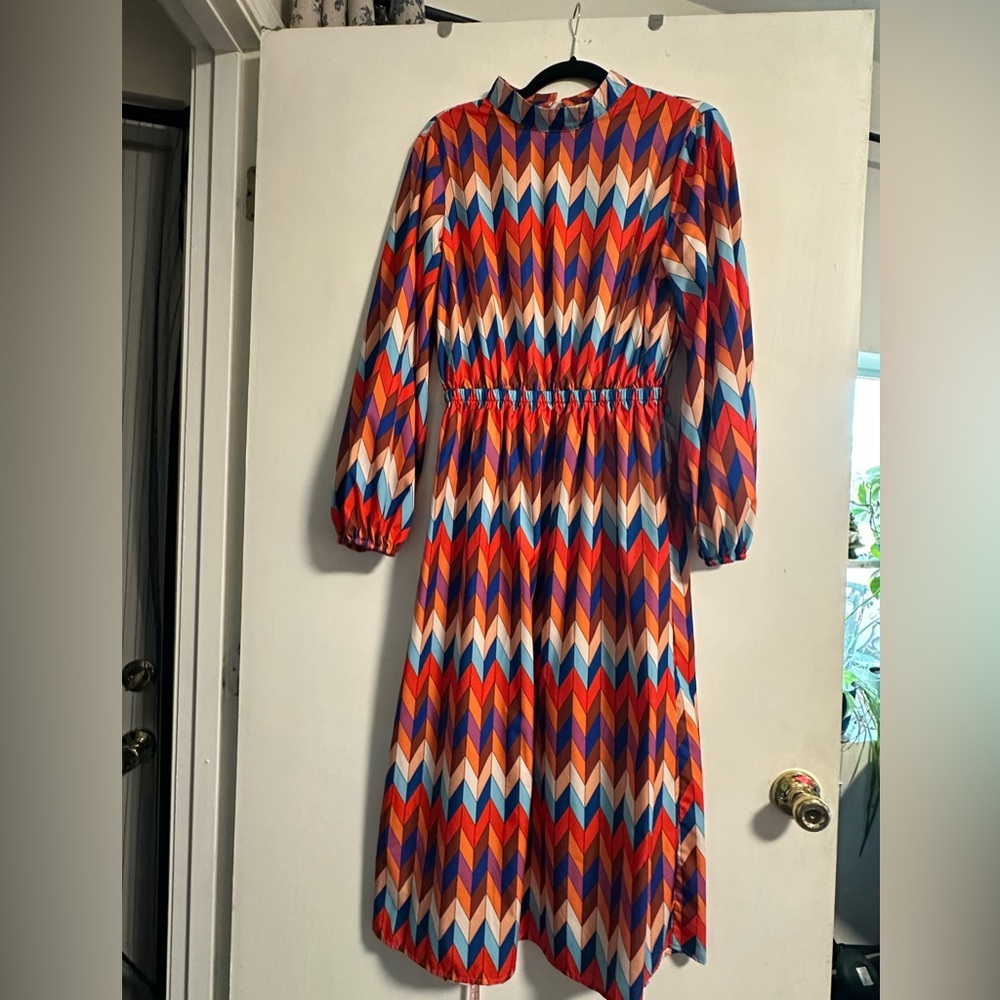 SHEIN Red and Blue Bishop Sleeve Sundress